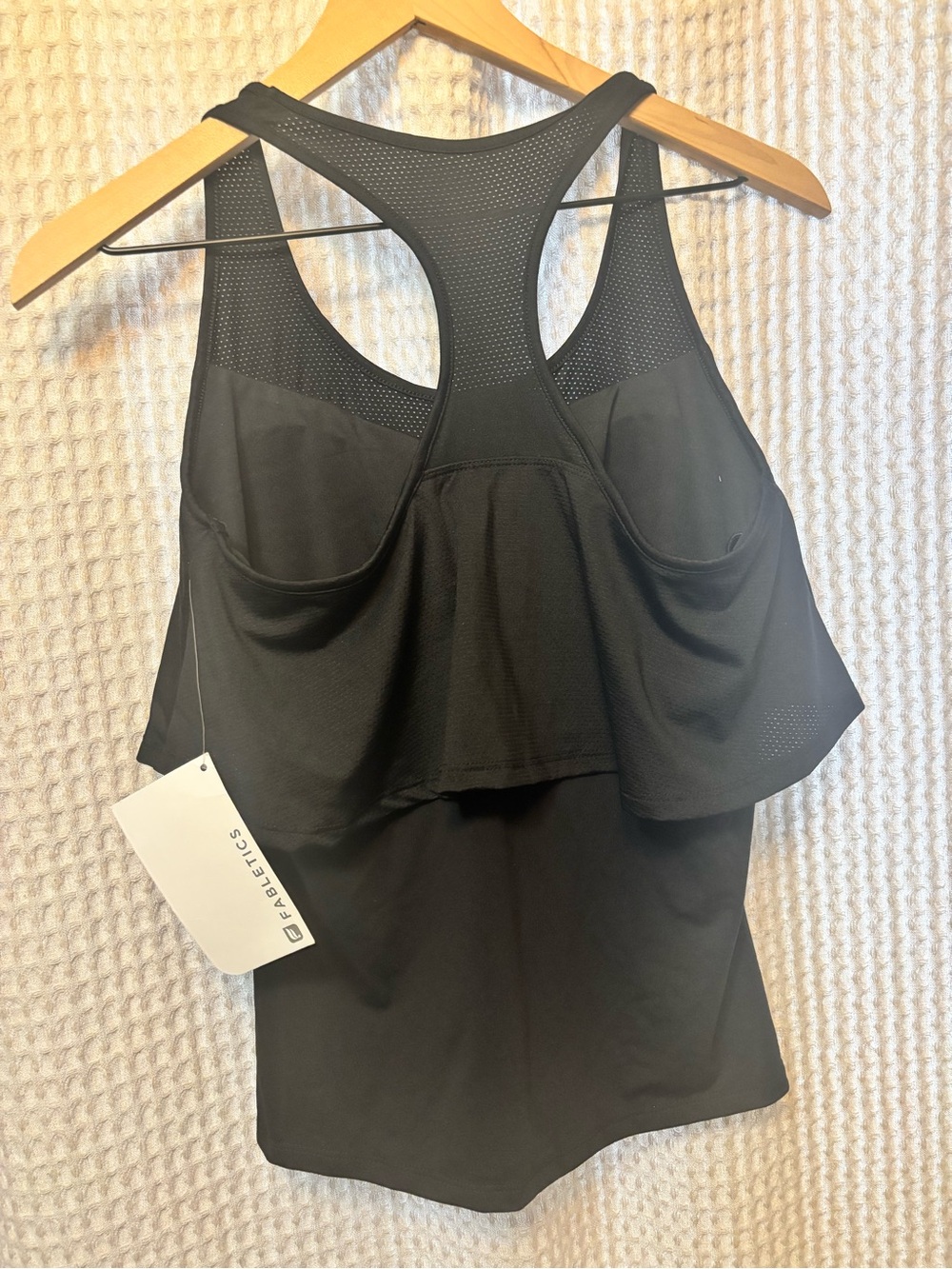 Fabletics Black Layered Mesh Racerback Tank - Picture 2 of 3
